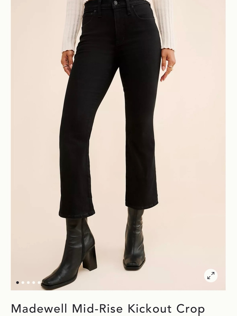 Madewell Black Mid-Rise Cropped Kickout Jeans